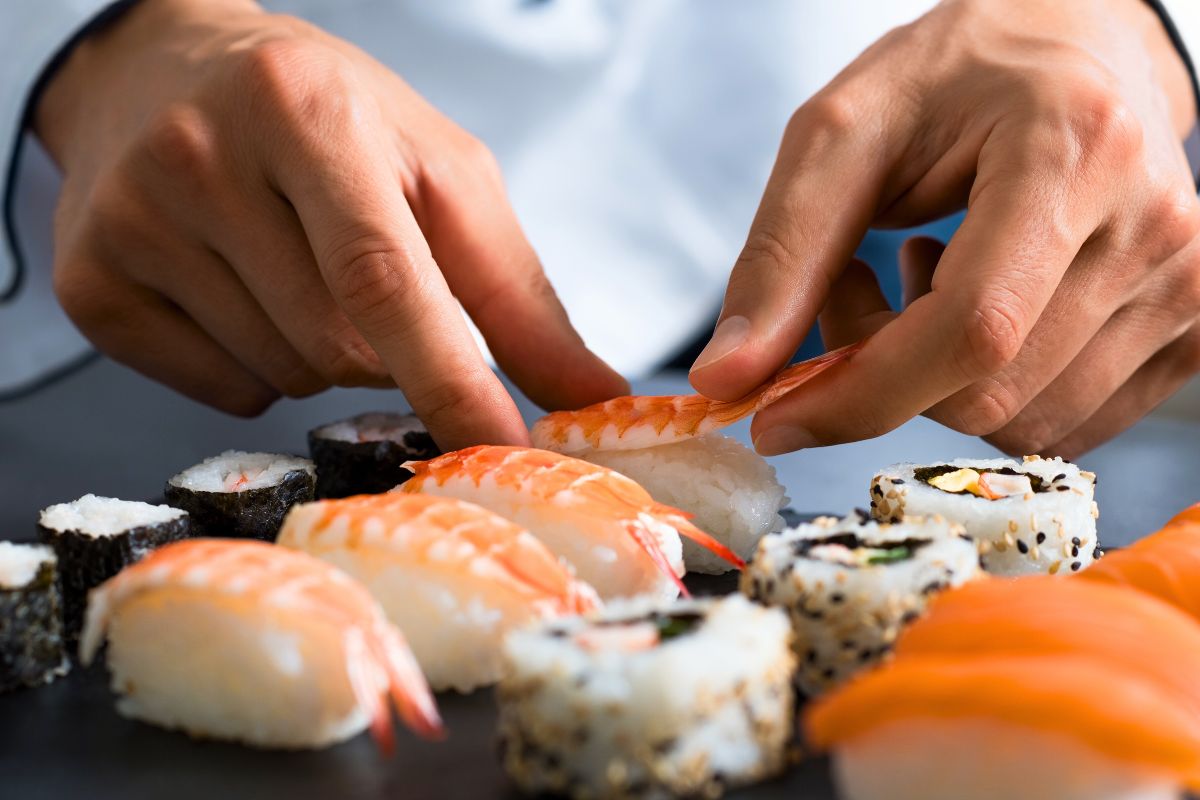 dressage nigiri crevette